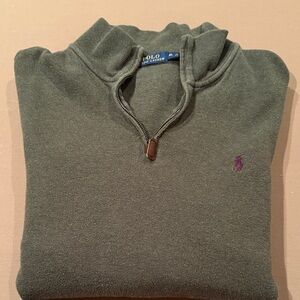 Polo by Ralph Lauren Men's Olive Zip-Up Sweater